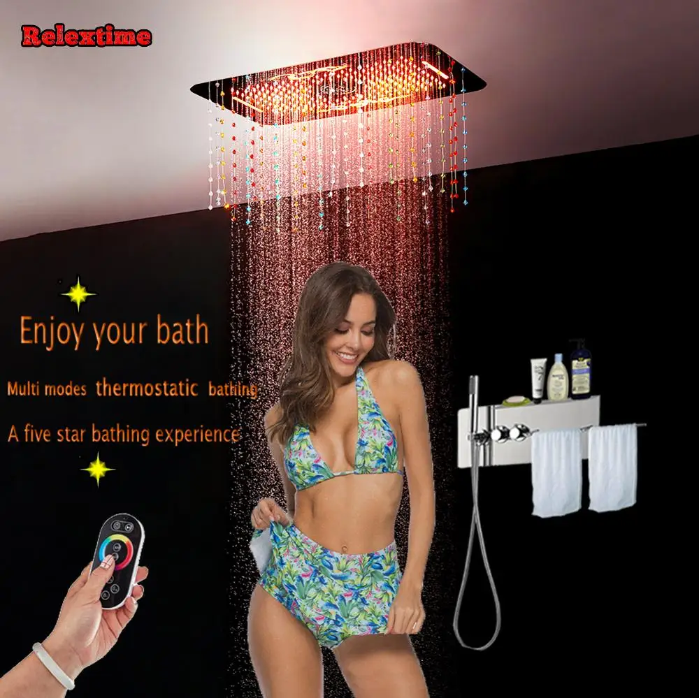 

Crystal Pendant LED Ceiling Shower Head Wall Mounted torneiras do banheiro Faucets Concealed Ducha Mixer Faucet System Bathtub