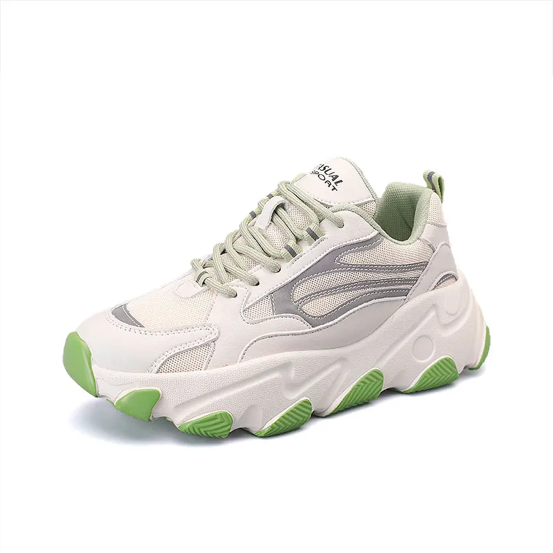 

Women Chunky Sneakers Vulcanize Shoes Fashion New Female Black White Platform Thick Sole Running Casual Shoe Woman