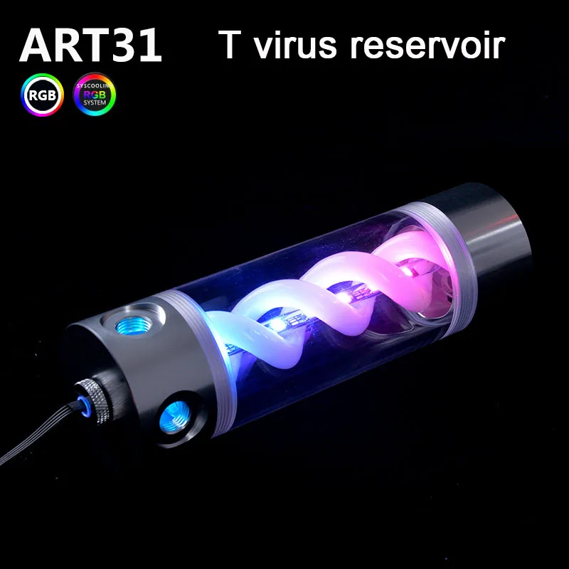 

Syscooling ART31 water cooling coolant resrvoir transparent T spiral reservoir with RGB light