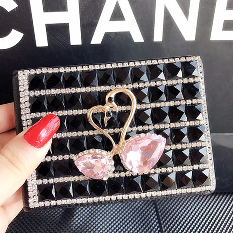 Diamond Swan Personalized Driving License Leather Case Women's Cute Driving License  Document Pack Driver's License Two-in-one