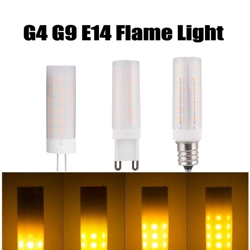 

G9 LED Bulb Flickering Flame Effect G4 E14 Corn Light Fire Flicker Burning Decorative lamp Retro Corn Lampen Home Lighting