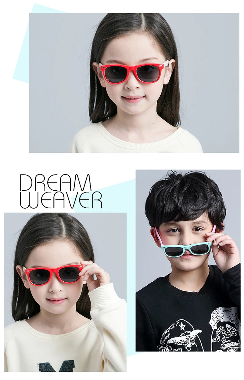 Fashoin Kinder Polarisierte Sonnenbrille Jungen Mädchen Vintage Silikon Kinder Sonnenbrille Stilvolle Safty TR90 Brillen Baby UV400 – Detail 3