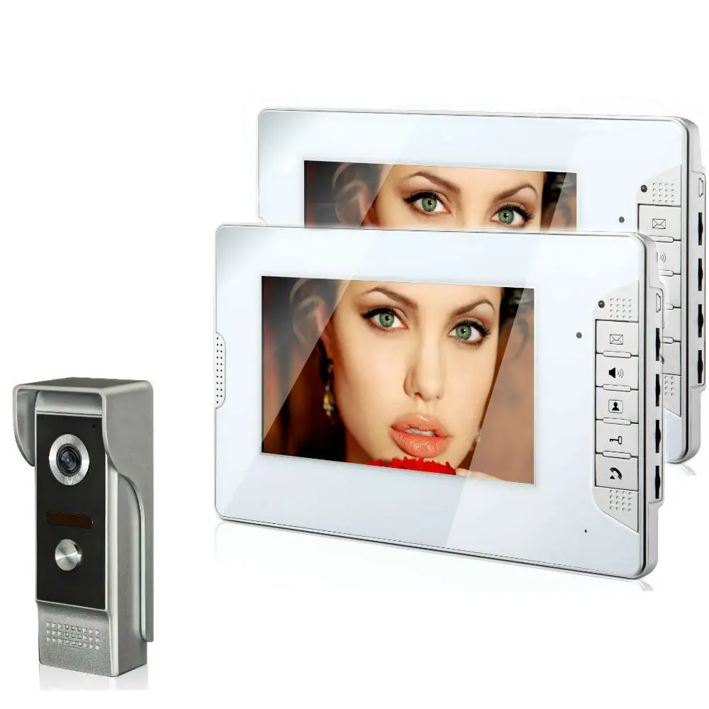 Apartment Video Door Phone Intercom System Video doorbell Kit With 2 Indoor Monitors 1 Outdoor Call Panel Support Door Release