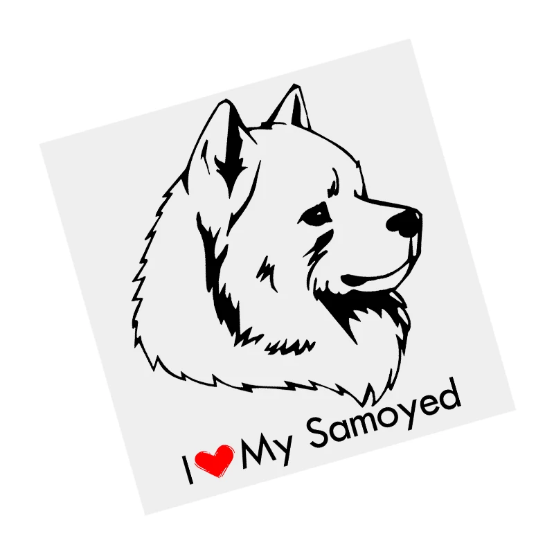 S61639# I Love My Samoyed Dog Black Transparent Car Sticker Vinyl Decal Waterproof Decors for Motorcycle Bumper Laptop