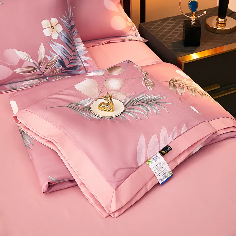 JuwenSilk Summer Air Conditioning Comforter Soft Breathable Blanket Printed Bedspread Double Queen Bed Cover Home Decor