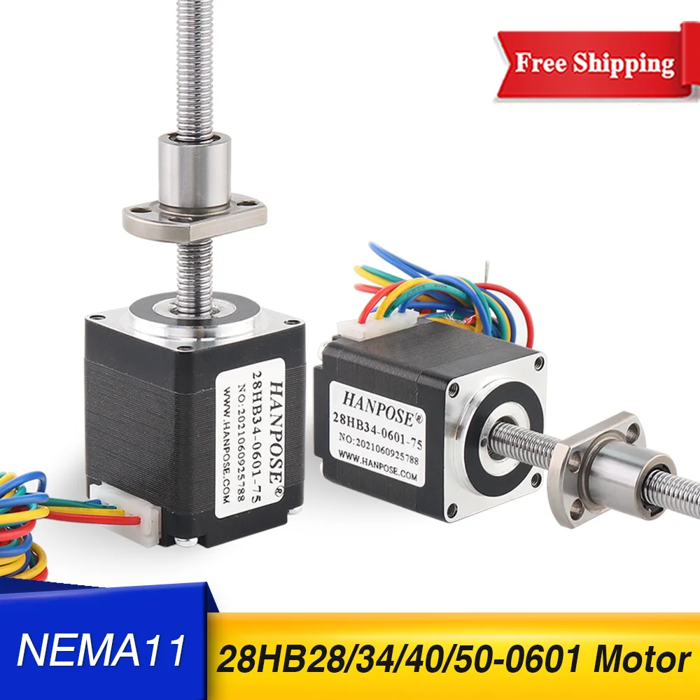 28 stepper motor 28HB34-SFU0601 L100-300MM ball screw nema11 stepper motor for 3D printer accessories