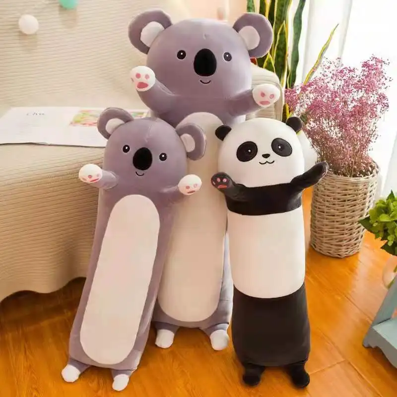 50-130cm Cute Panda Koala Long Pillows Soft Sleep Stuffed Animals Bear Plush Toys for Children Cartoon Doll Kawaii Gifts