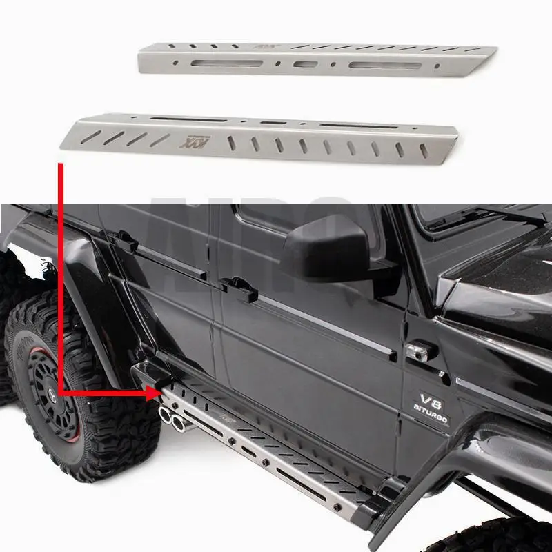 

The left and right anti-scratch strips of the TRX6 6X6 G63 RC car shell side skid plate stainless steel anti-scratch strips