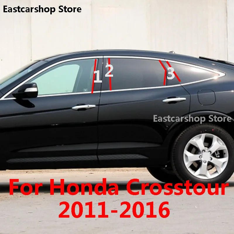 

For Honda Crosstour 2016 2015 2014 2013 2012 2011 Car Central Middle Column PC Window Trims B C Pillar Strip Sticker