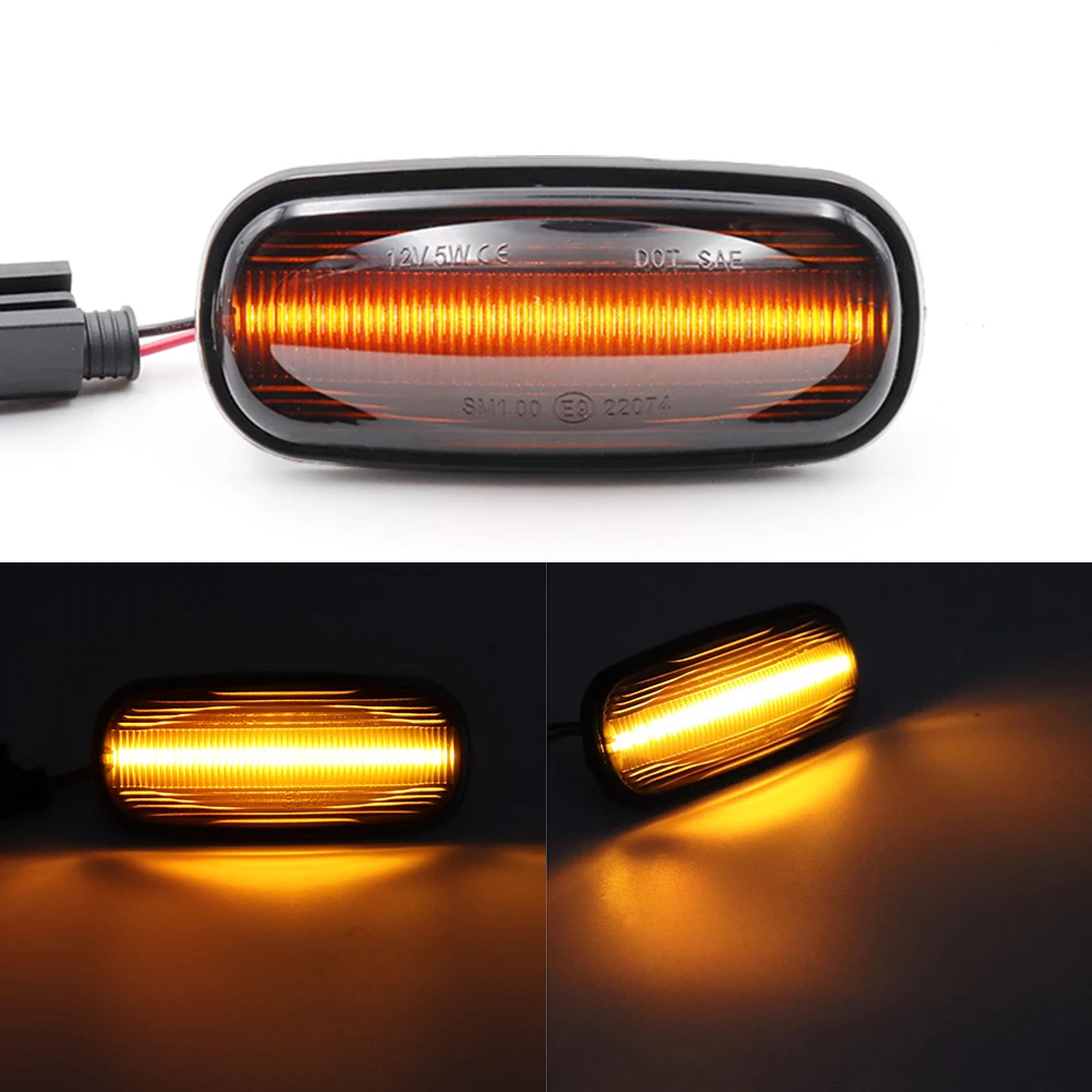 2Pcs Amber Dynamic Flowing LED Side Marker Light For Land Rover Discovery 2 1999-2004 Defender Freelander 1 2002-2005