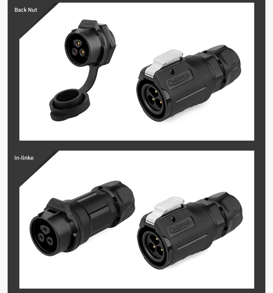 CNLINKO M16 PBT Wasserdichter IP68 Inline-Steckverbinder 2-9-polig Löttyp Stecker+Buchse für Industrieausrüstungen – Detail 17