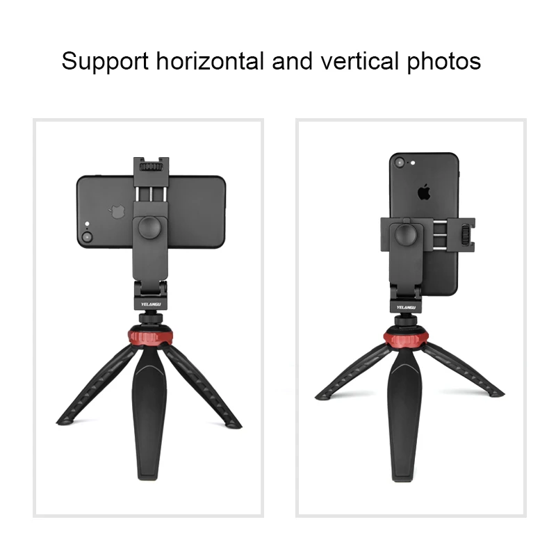 Lekki mały statyw z CNC Cold Shoe 360 kąt obrotu klips do telefonu przenośny Selfie Stick do aparatu telefon komórkowy Vlogging