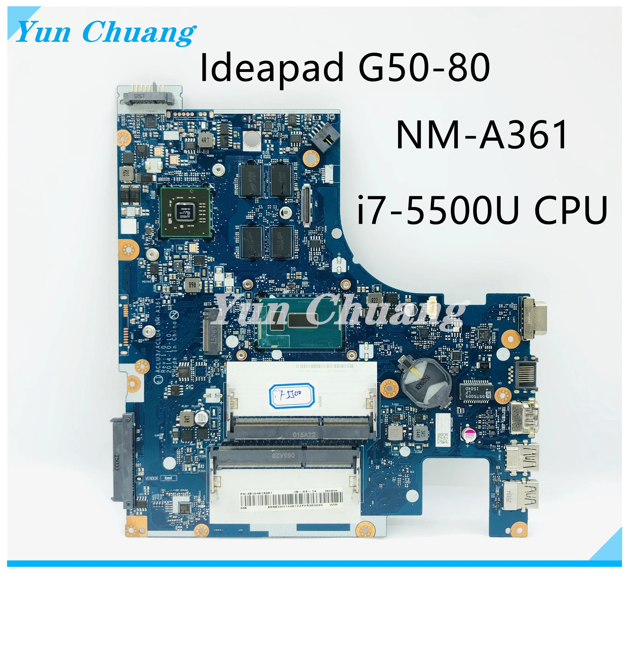 ACLU3/ACLU4 NM-A361 FOR Lenovo V3000 G50-80 G50-80M Laptop Motherboard 5B20H14467 5B20H14391 Mainboard With i7-5500U R5 M330 2GB