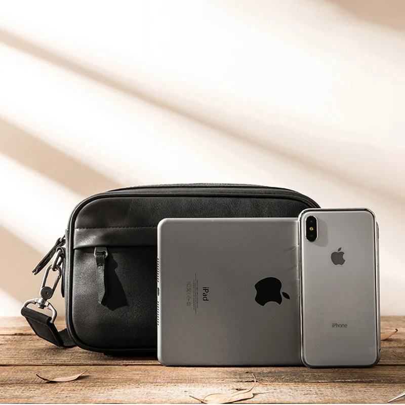 AETOO-Bolso cruzado de cuero de vaca para hombre, bandolera informal de primera capa, con personalidad juvenil