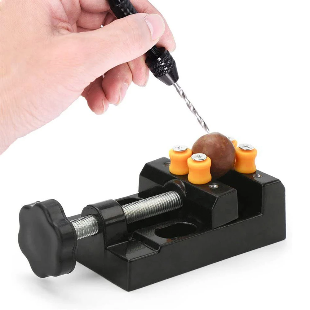 Mini Bench Clamp Flat Table Vice Adjustable Drill Press Vice for DIY Jewelry Walnut Nuclear Drilling Carving Watch Repair Tool