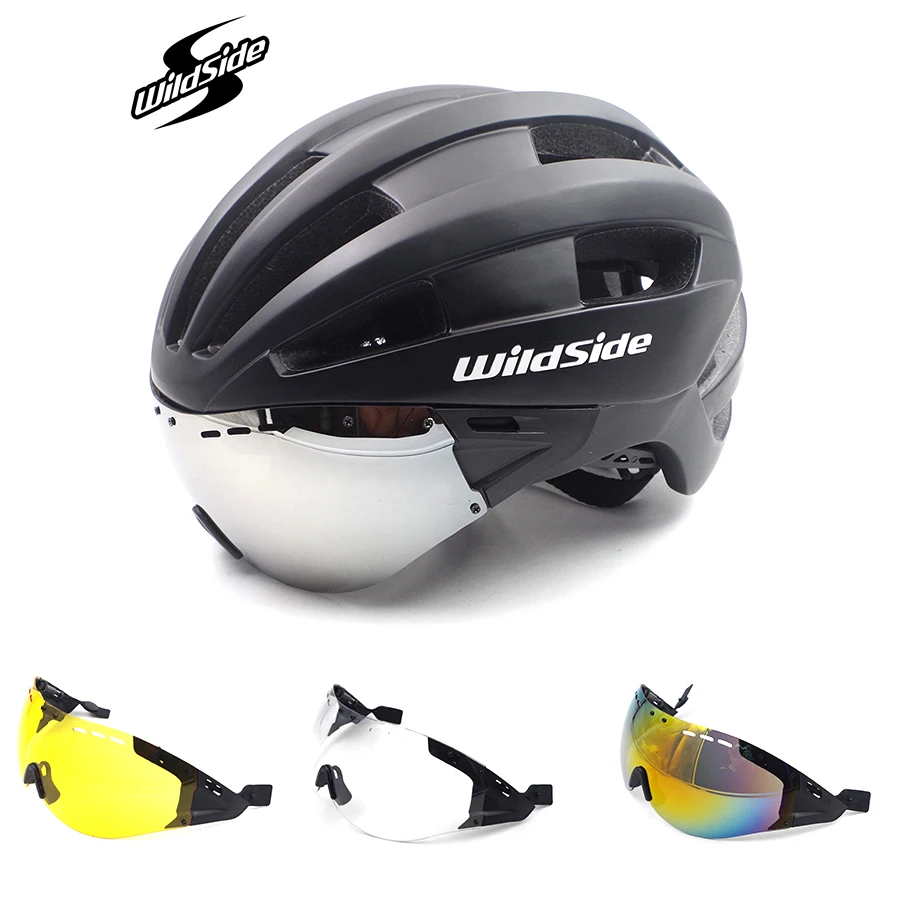 Wildside Bicycle Helmet Racing Time-Trial Helmet With Goggles In-mold Adult EPS Aero Ultralight Road MTB Cycling Casco Ciclismo