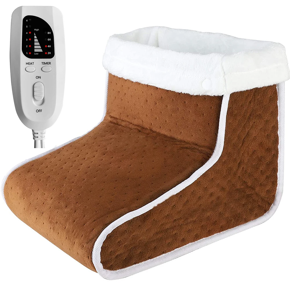 110V - 240V Portable Soft Synthetic Wool Liner and Microplush Cover Washable Electric Foot Warmer Heated Bootie US EU UK AU Plug