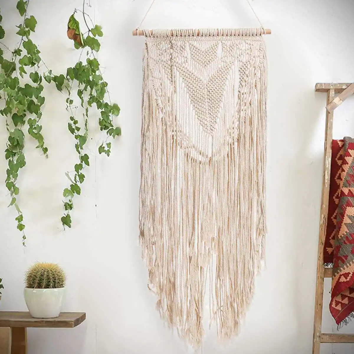 

Macrame Hand-woven Wall Hanging Tapestry Chic Bohemian Tapestry Home Geometric Art Decor Apartment Dorm Room Decoration