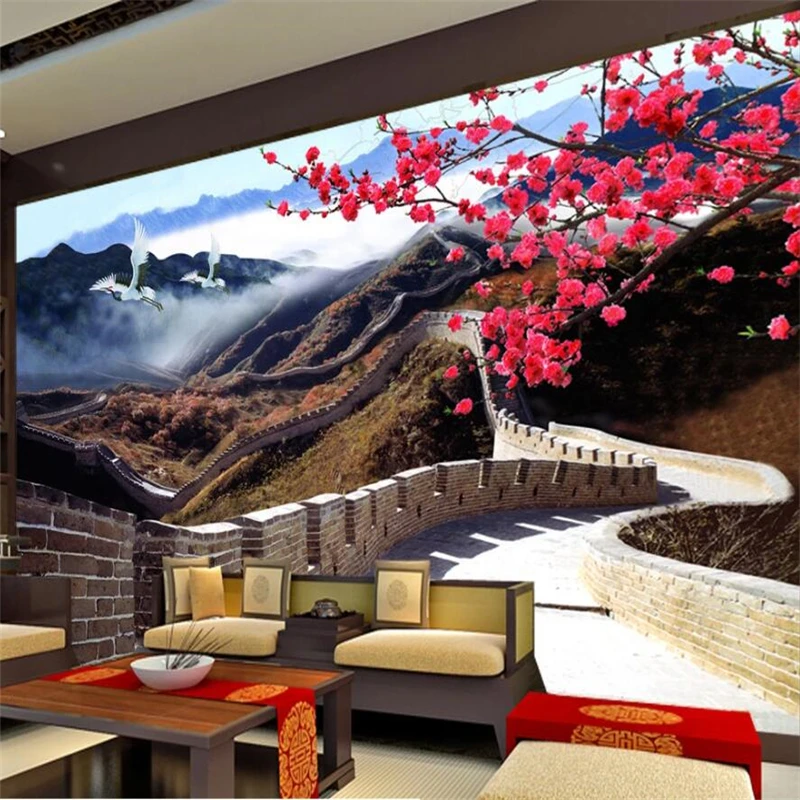 Custom wallpaper 3D photo mural HD atmosphere Chinese style Great Wall living room TV background wall bedroom hotel wallpaper