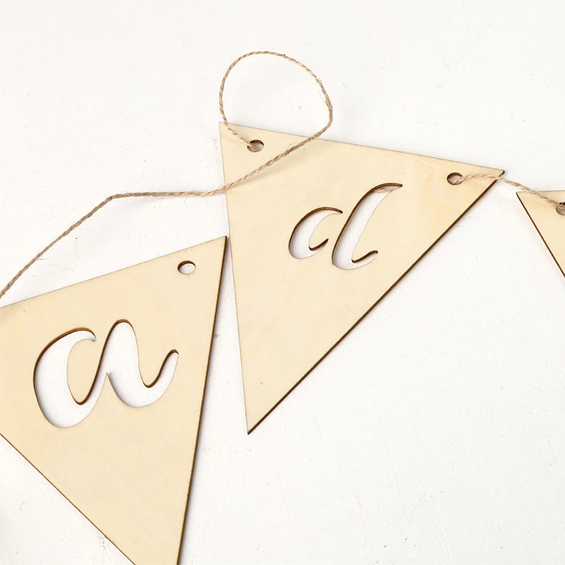 Wooden Eid Mubarak Banner Bunting Islamic Muslim Hajj Festival Party Ramadan Decor DIY Wood Craft Hanging Ornament Garland