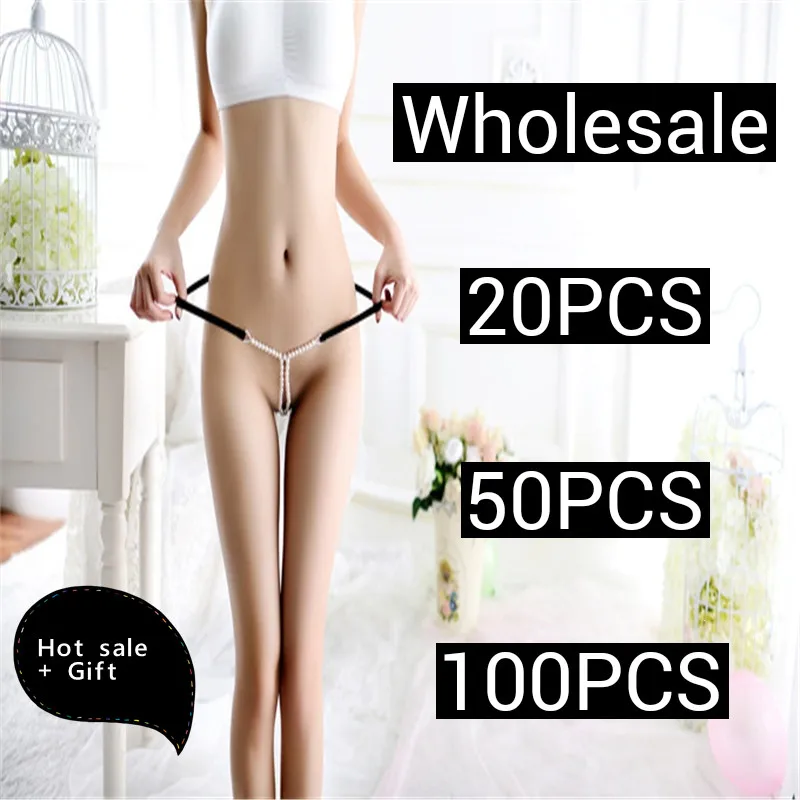 

Wholesale Lady Sexy Underwear Thong Panties Pearl Chain Erotic Resilience Chain Body Jewelry For Women Couple Hot Sale G-String