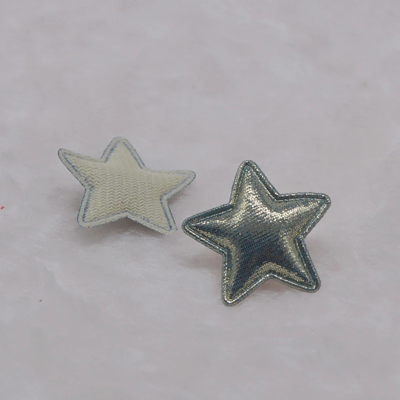 80Pcs/Lot 3.5CM Pu Star Padded Appliques For Children Hair Clip Accessories Patches