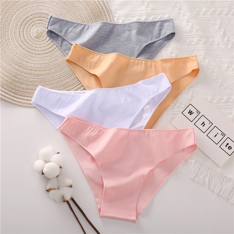 1PC Women Cotton Briefs Underwear Comfortable Women Panties Plus Size Female Underpants 7 Solid Color Breathable Lingerie M-2XL