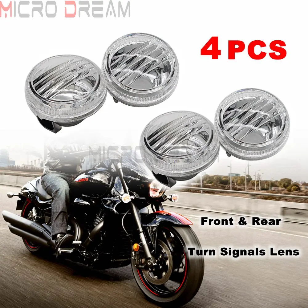 4pcs Clear Turn Signals Lense for Suzuki Boulevard M109R C109R C1800R M50 C90 Front & Rear Indicator Lens Cover Replacement