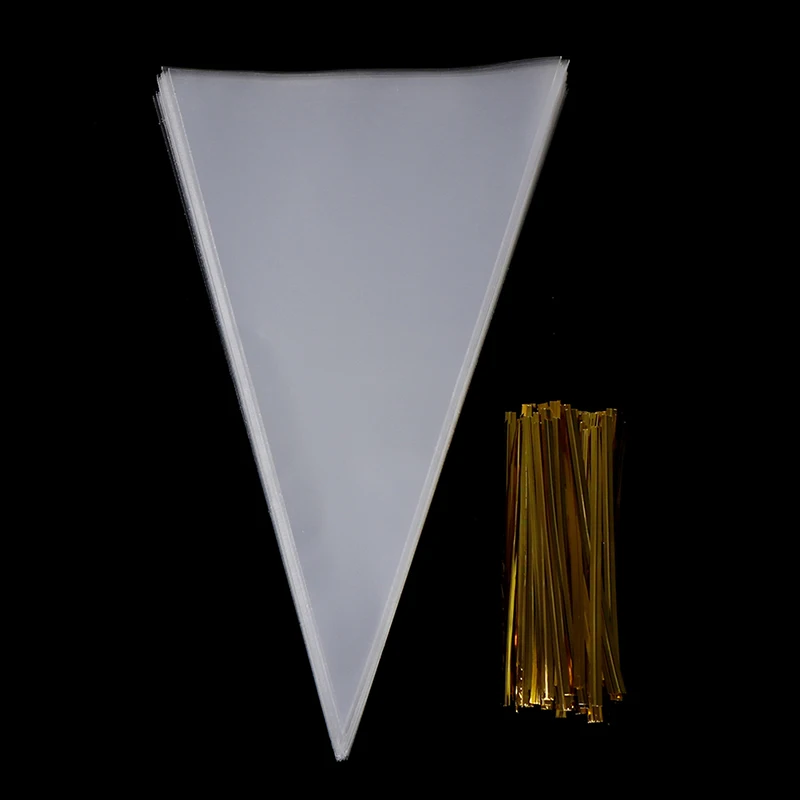 100Pcs OPP transparent triangle bag Clear Plastic Cone Shape Cellophane Bags Transparent Candy Bag Candy plastic bag