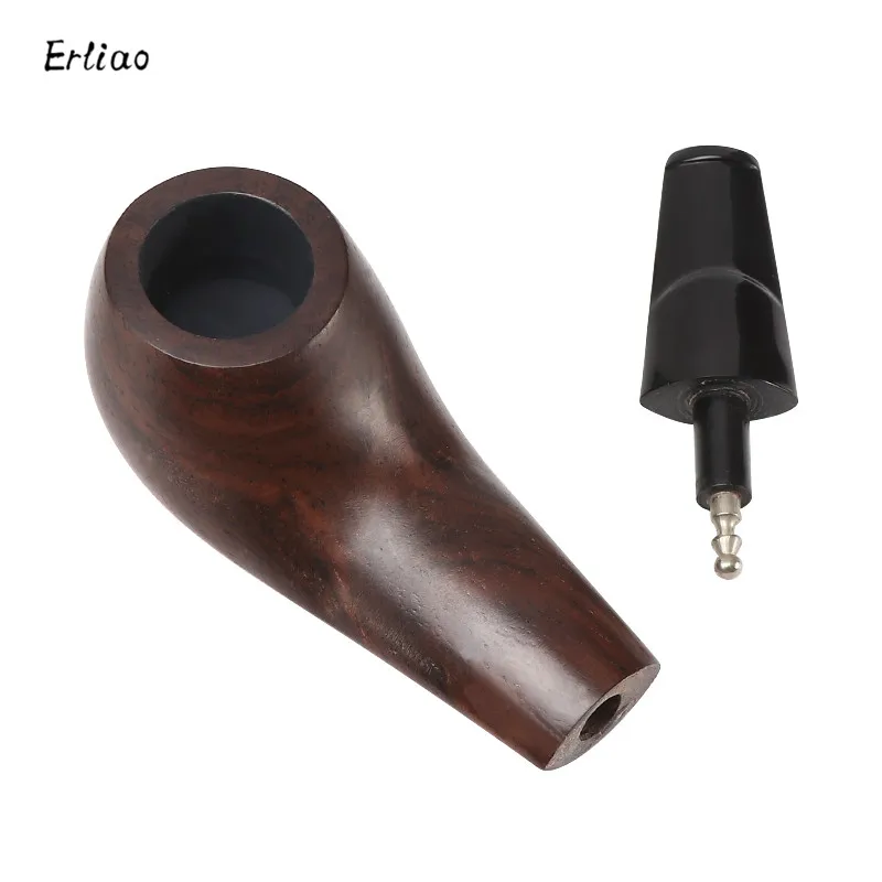 Good Quality Ebony Wood Pipes Portable Creative Smoking Pipe Tobacco Narguile Grinder Smoke Cigarette Holder Mouthpiece