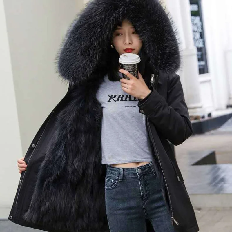 Women's plus size parka coat pregnant women winter fur long coat fox fur trench coat hooded pregnant women thick warm jacket