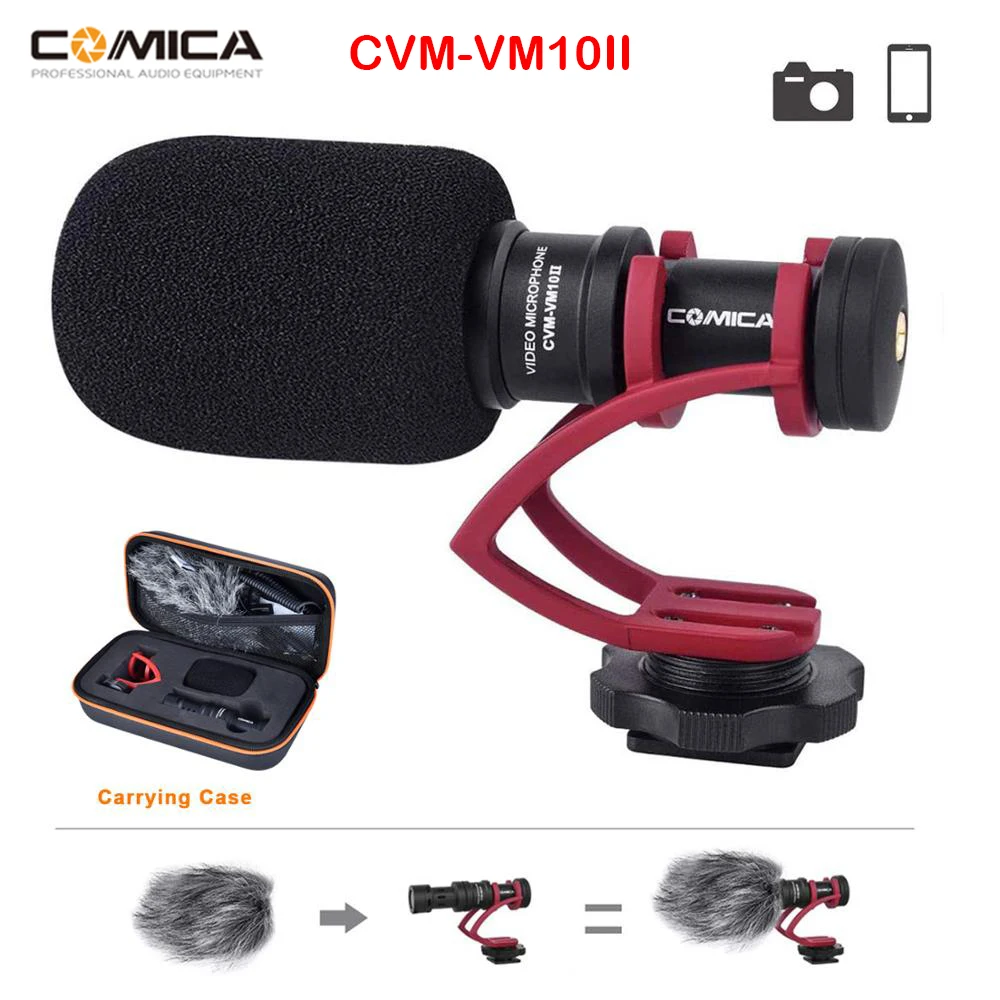 Comica CVM-VM10II VM10  II Microphone Mini Cardioid Directional Condensador Microfone Mic Fro GoPro Smartphone Mirrorless Camera