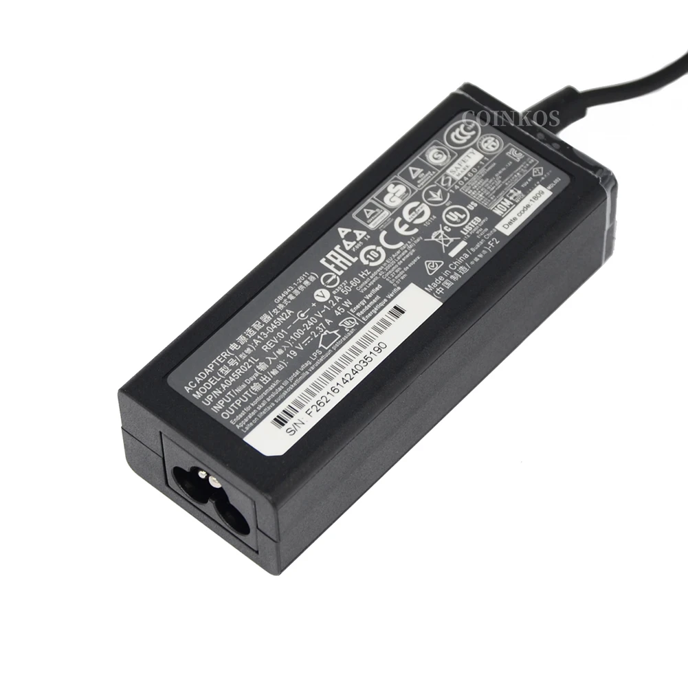 AC Power Adapter 19v 2.37a 45w Laptop Charger For Acer Aspire 1 A114-31 A114-32 3 A315-51 A315-52 A315-53 5 A315-21 A315-31