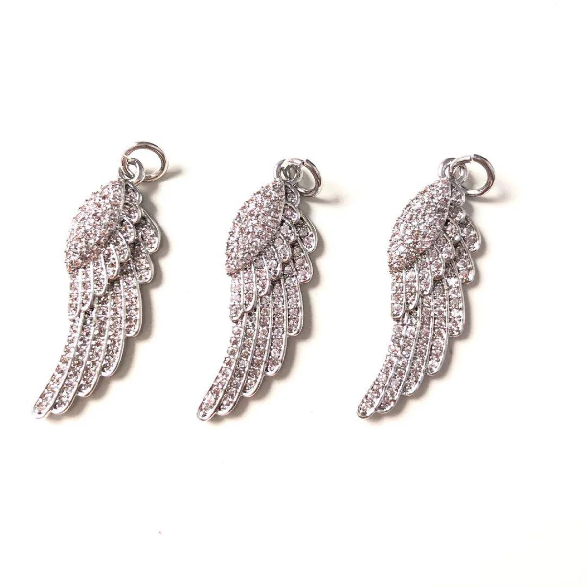 5pcs Zirconia Pave Angel Wing Pendant Charms for Women Bracelet Girl Necklace Earring Keychain Making Handmade Jewelry Accessory