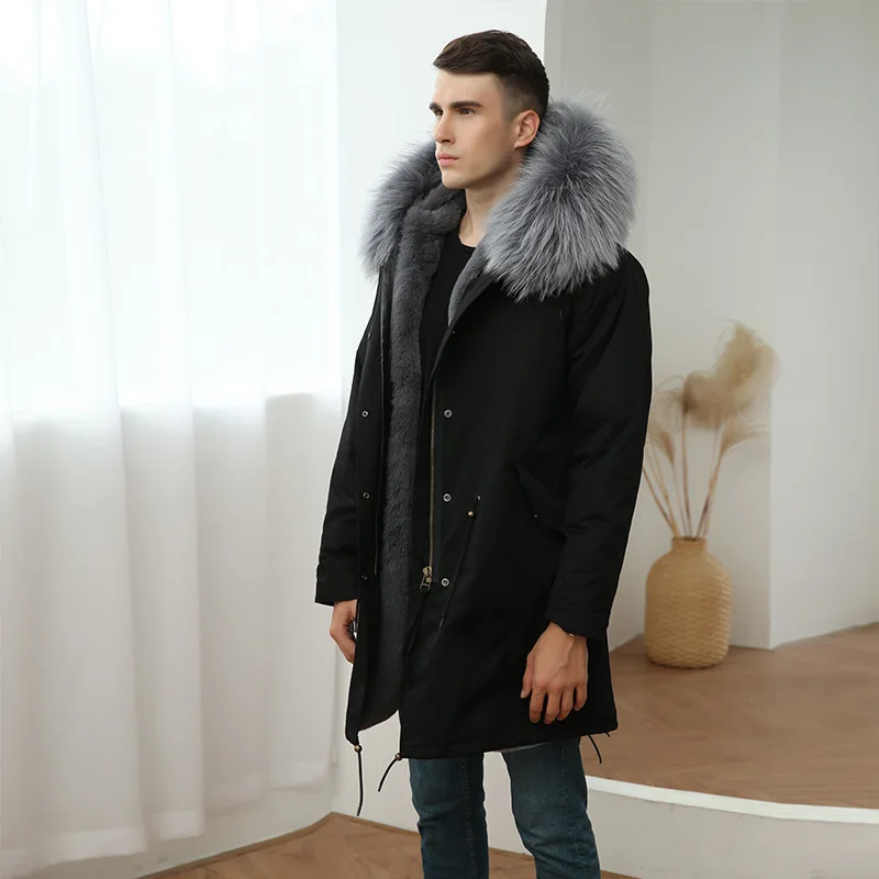 Pie overcome 2021 winter fur medium and long coat removable inner coat male Rex Rabbit Fur large couple coat