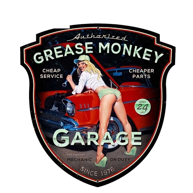 

Funny 13cm X 9cm Sexy Pin Up Girl Grease Monkey Sign Car Stickers Decal Accessories High Quality Waterproof Sunscreen