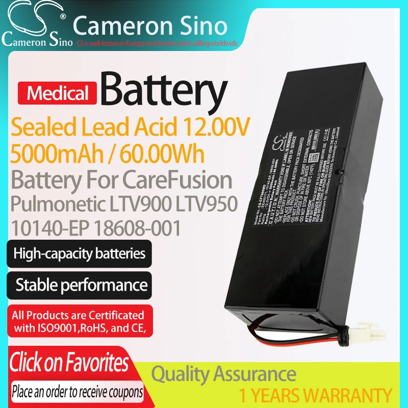 CameronSino Battery for CareFusion Pulmonetic LTV900 LTV950 fits 10140-EP 18608-001 Medical Replacement battery 5000mAh/60.00Wh