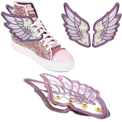 Cool Punk Shoes Wings Accessories Purple Transparent Clear Angel Wings for Ice Skates Shoes Sneakers DIY Shoe Wings Decorations