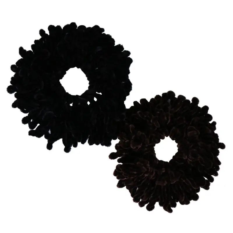Muslim Women Fluffy Velvet Hijab Scrunchies Solid Color Plain Big Hair Ring Tie Bun Clip Flexible Rubber Band Headwear