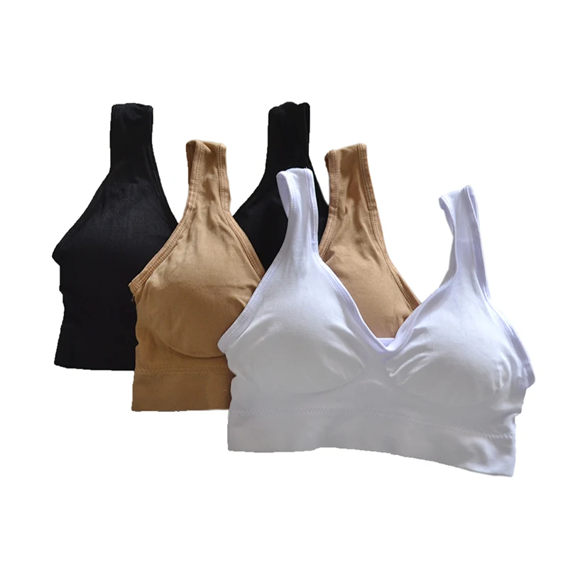 Conjunto de 3 sujetadores deportivos para mujer, ropa interior sexy con almohadilla extraíble, sin costuras, push up, talla grande, sin aros, para fitness, con forma de cuerpo, S-4XL