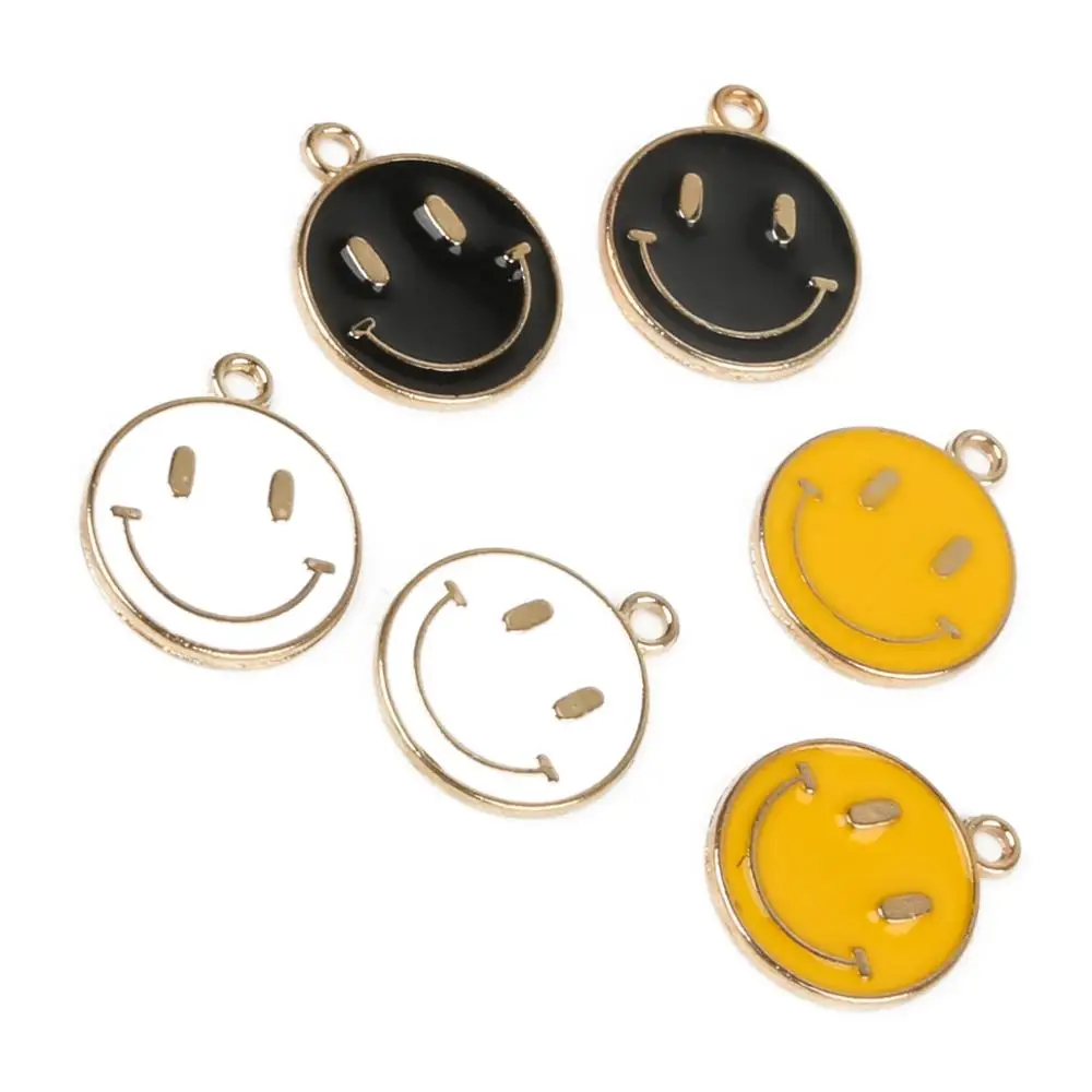 2020 11x15mm Smiling Face Alloy Enamel Charms Pendant For DIY Necklace Pendant Making Jewelry Findings Accessories