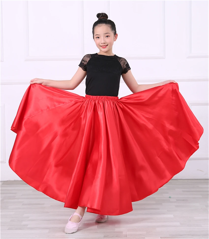 New Girls Flamenco Skirt Spanish Dance Dress Practice Competition Stage Chorus Performance Costuems for Kids Flamengo Skirts