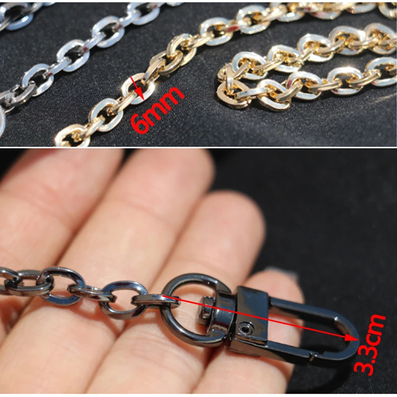 Light Steel Bag Chain - DIY 6mm Metal Replacement Chain Shoulder Crossbody Bag Straps for Small Handbag, Clutch, Purse Handles