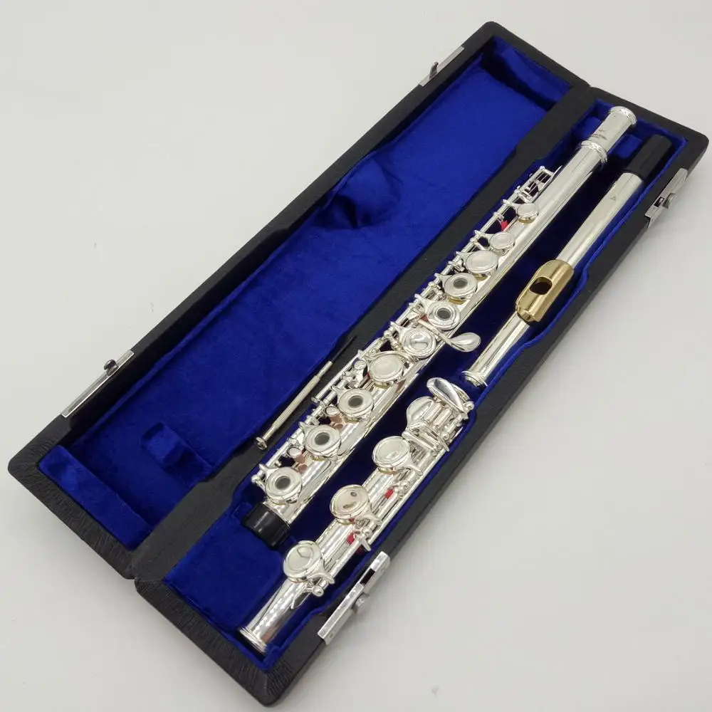 Music Fancier Club Professional Flute 281 Silver Plated Flute Gold Plated Lip Plate B Leg Open Close Holes 17 E Key