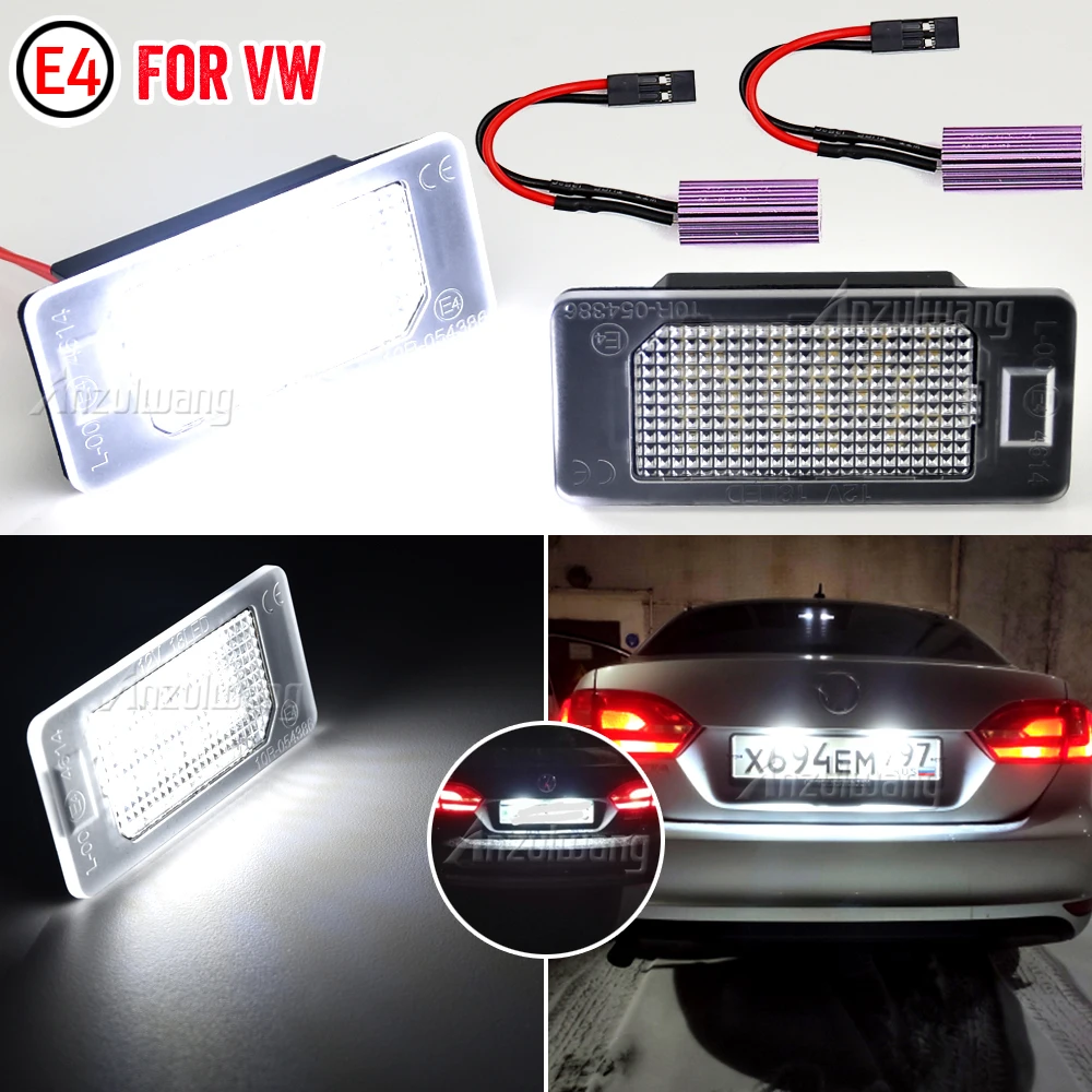 2Pcs White Led License Plate Lights Tail Lamp For Volkswagen VW Jetta MK6 MK7 Tiguan MK1 MK2 Touran Caddy MK4 Golf 6 7