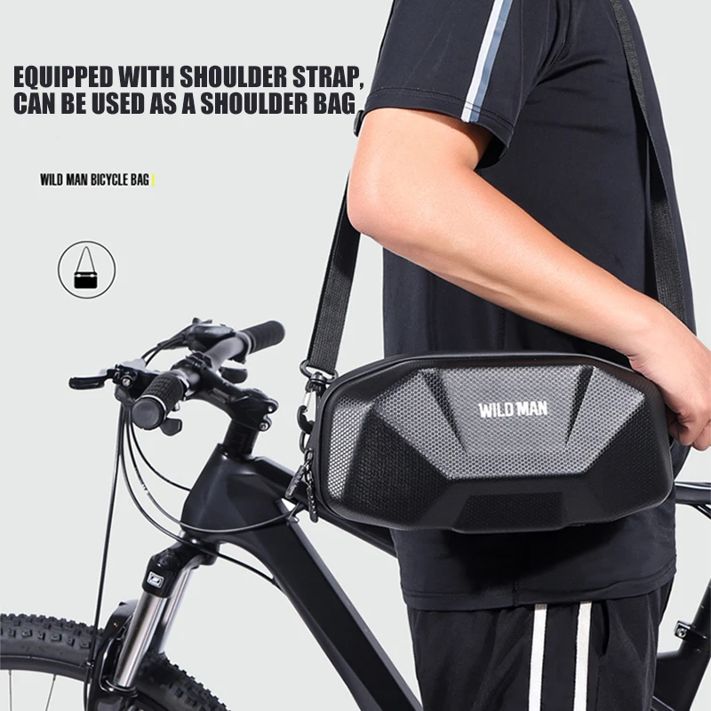 WILD MAN X9 Bicycle Handlebar Bag 3.5L EVA Hard Shell Electric Scooter MTB Road Bike Shoulder Bag Front Bag