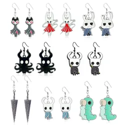 New Game Hollow Knight Earrings Cartoon Metal Octopus Pendant Ear Rings Holder Men Women Figure Brelok Chaveiro Llaveros Trinket