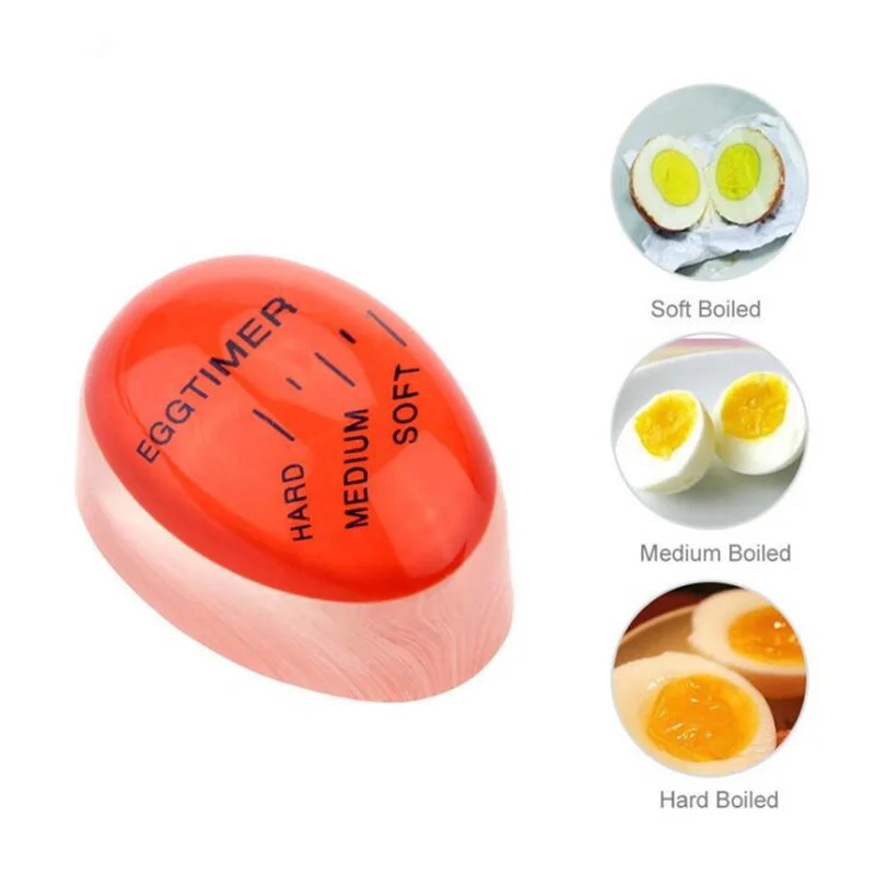 1pcs Egg Perfect Color Changing Timer Yummy Soft Hard Boiled Eggs Cooking Kitchen Eco-Friendly Resin Egg Timer Red timer tools