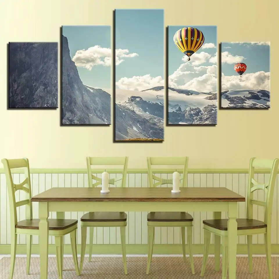 

Hot Air Balloon Mountain 5 Pcs Modern Art Wall Pictures Prints HD Canvas Home Living Room Decoration No Framed