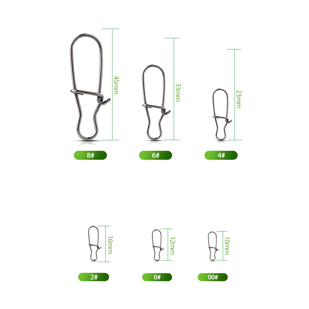 DNDYUJU 100pcs Stainless Steel Hook Fast Clip Lock Snap Swivel Solid Rings Safety Snaps Fishing Hook Connector